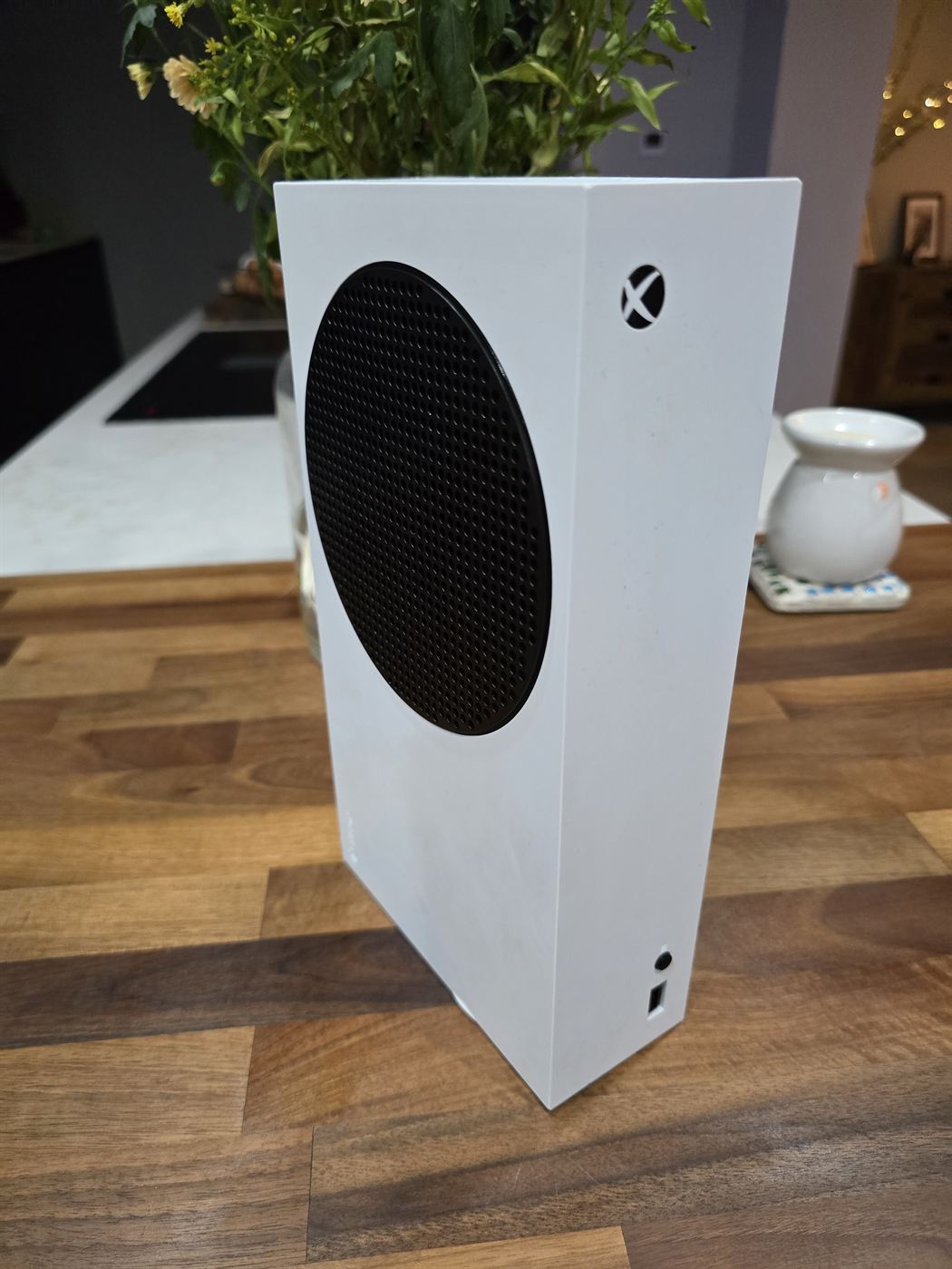 Xbox Series S console, front angled view