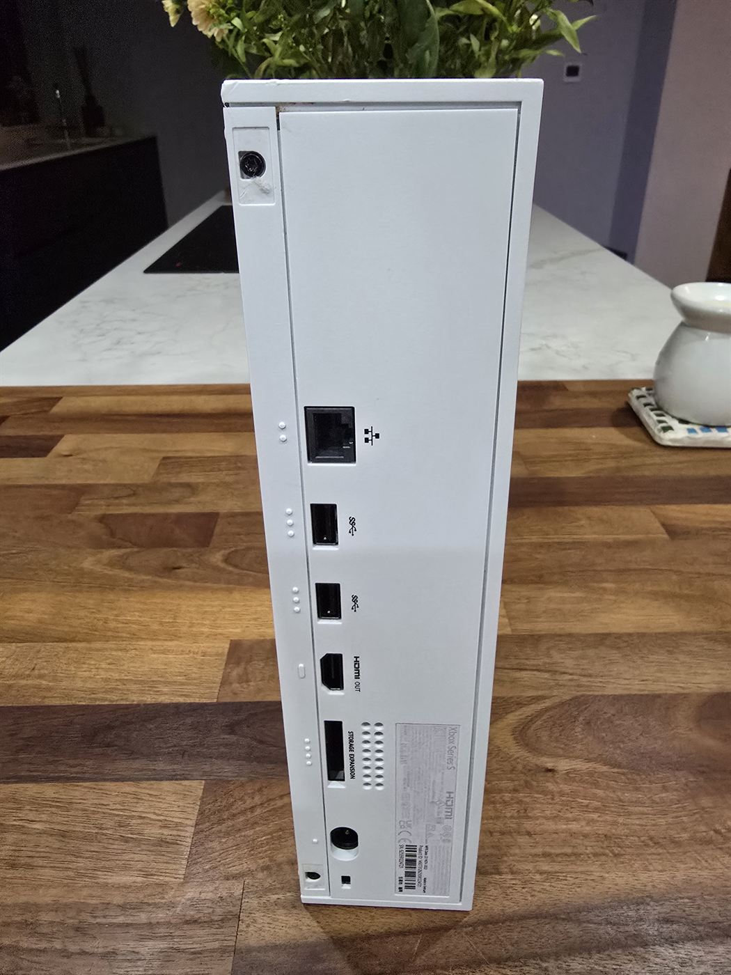 Xbox Series S console, rear ports close-up